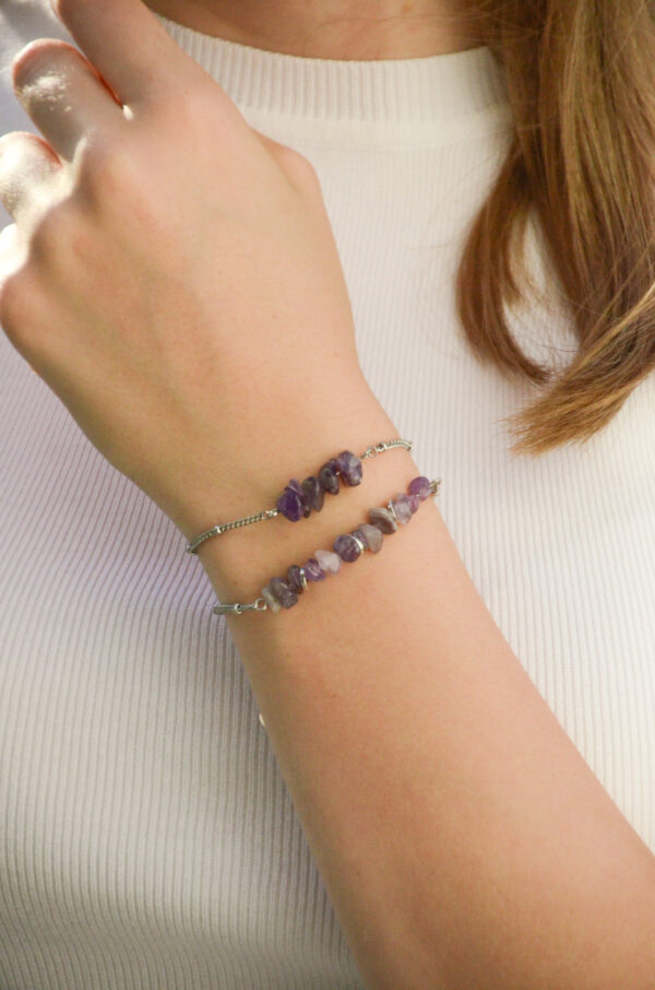 Lavender chips stone armbandje - Afbeelding 4