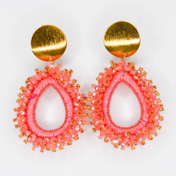 Drop oorbellen roze