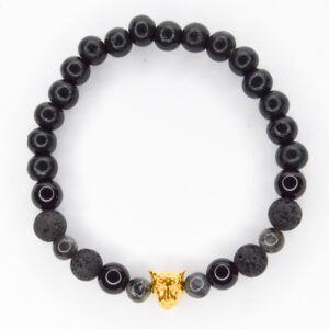 Zwarte panter armband goud