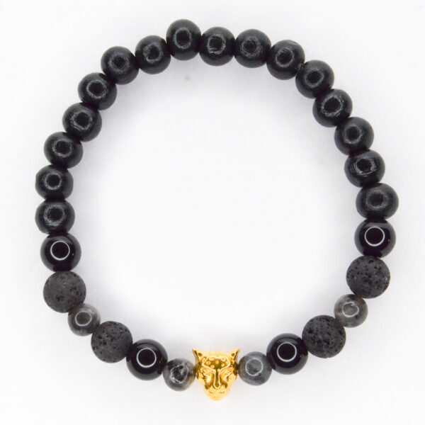 Zwarte panter armband goud