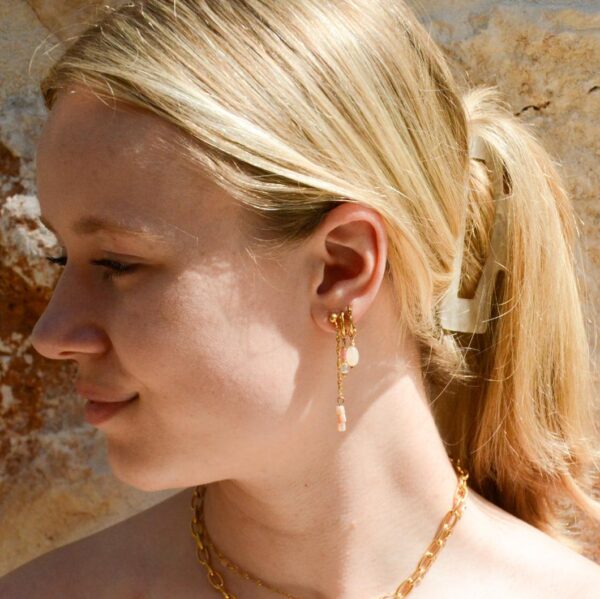 Peachy schelp oorbellen - Afbeelding 2