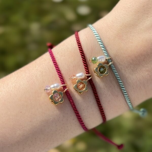 Flower power armbandje groen - Afbeelding 2